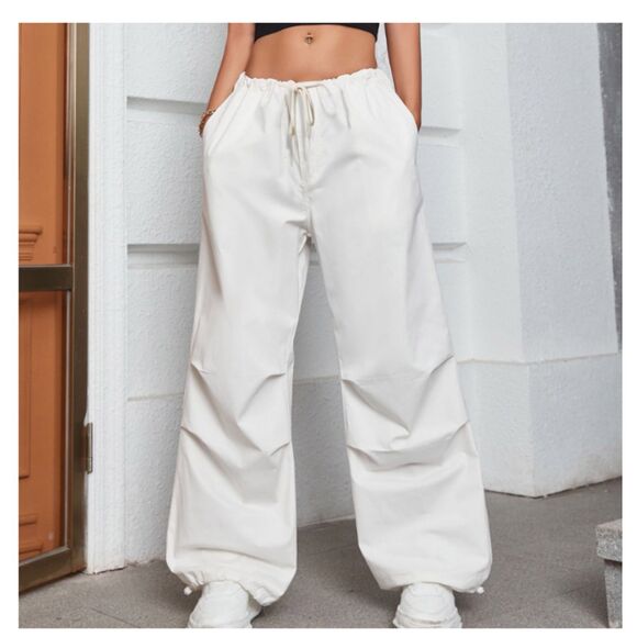 464 Women’s White Drawstring Wide-Leg Lounge Pants – Casual Streetwear - Picture 1 of 6